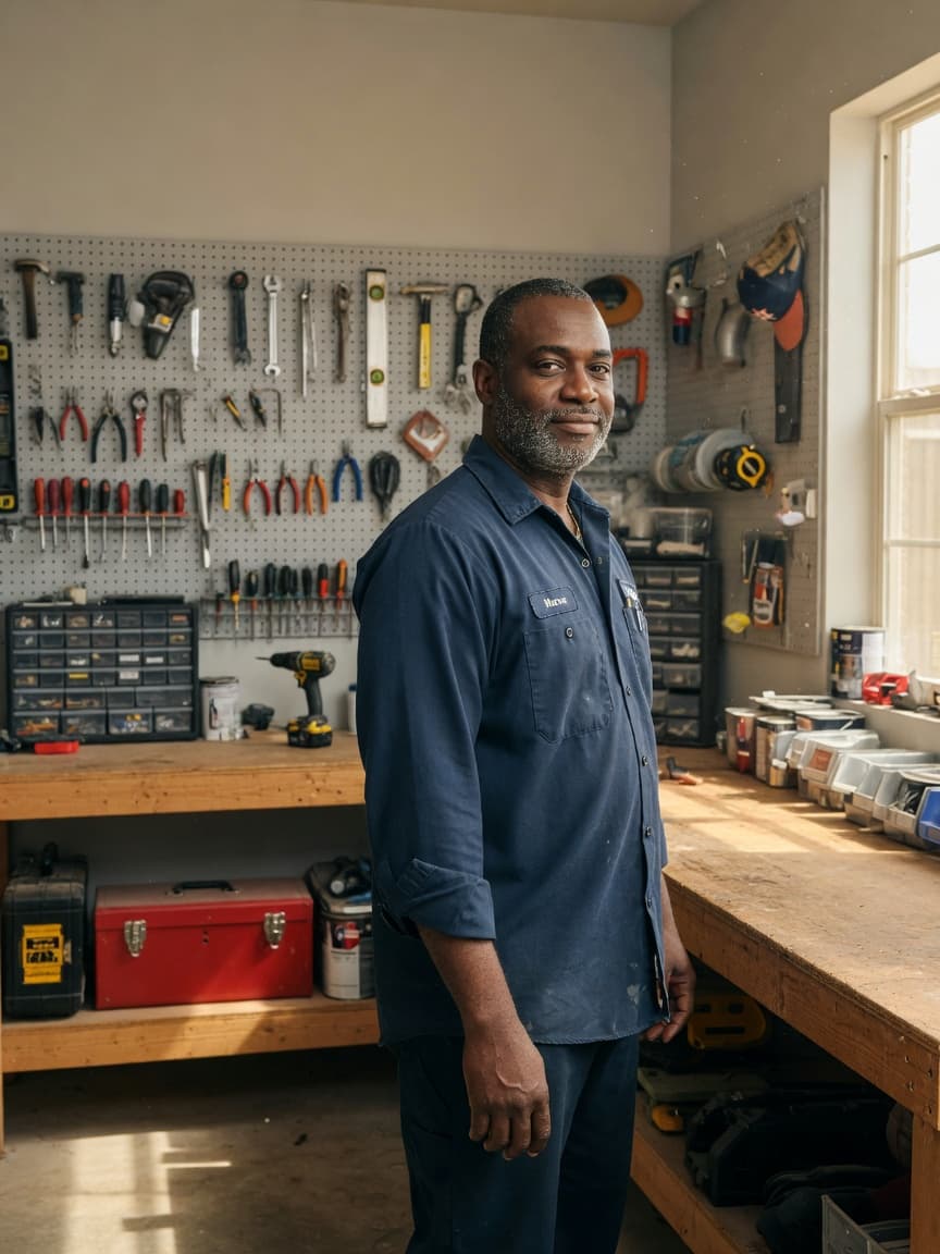 Houston Handy Pros founder in the workshop