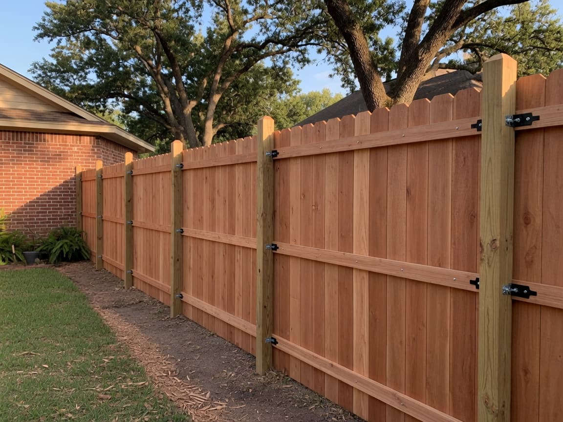 Storm-damaged fence rebuild in Katy